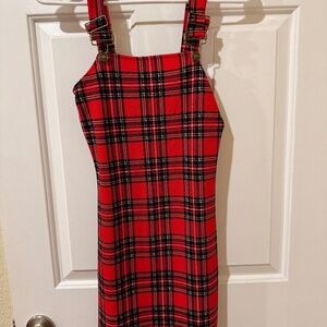 Plaid Dress with Overall Straps